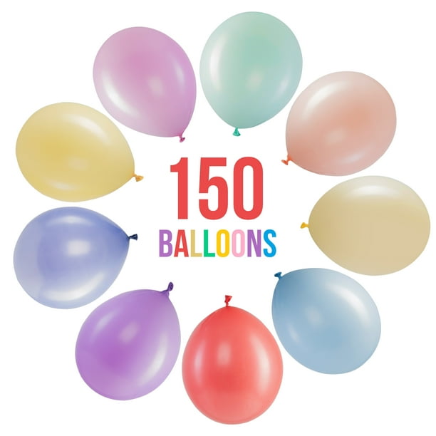 MaQue 100pcs Assorted Color Party Balloons Supplies 12 Inches 10 Kinds of Rainbow Party Latex Balloons for Birthday/Wedding/Party/Festival Event/Carnival Decorations 